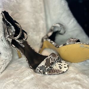 Black and White Snakeskin High Heels